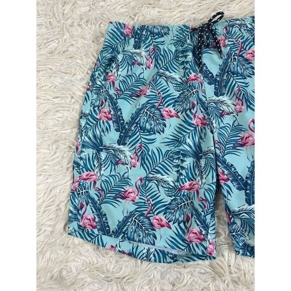 Surplus Men's Size XL Blue & Pink Tropical Flamingo Swim Trunks Board Shorts - Picture 6 of 9